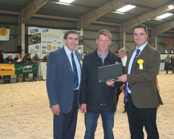 Last year's Stockperson of the Year, Sam Carey, from Bala, Meirionnydd.